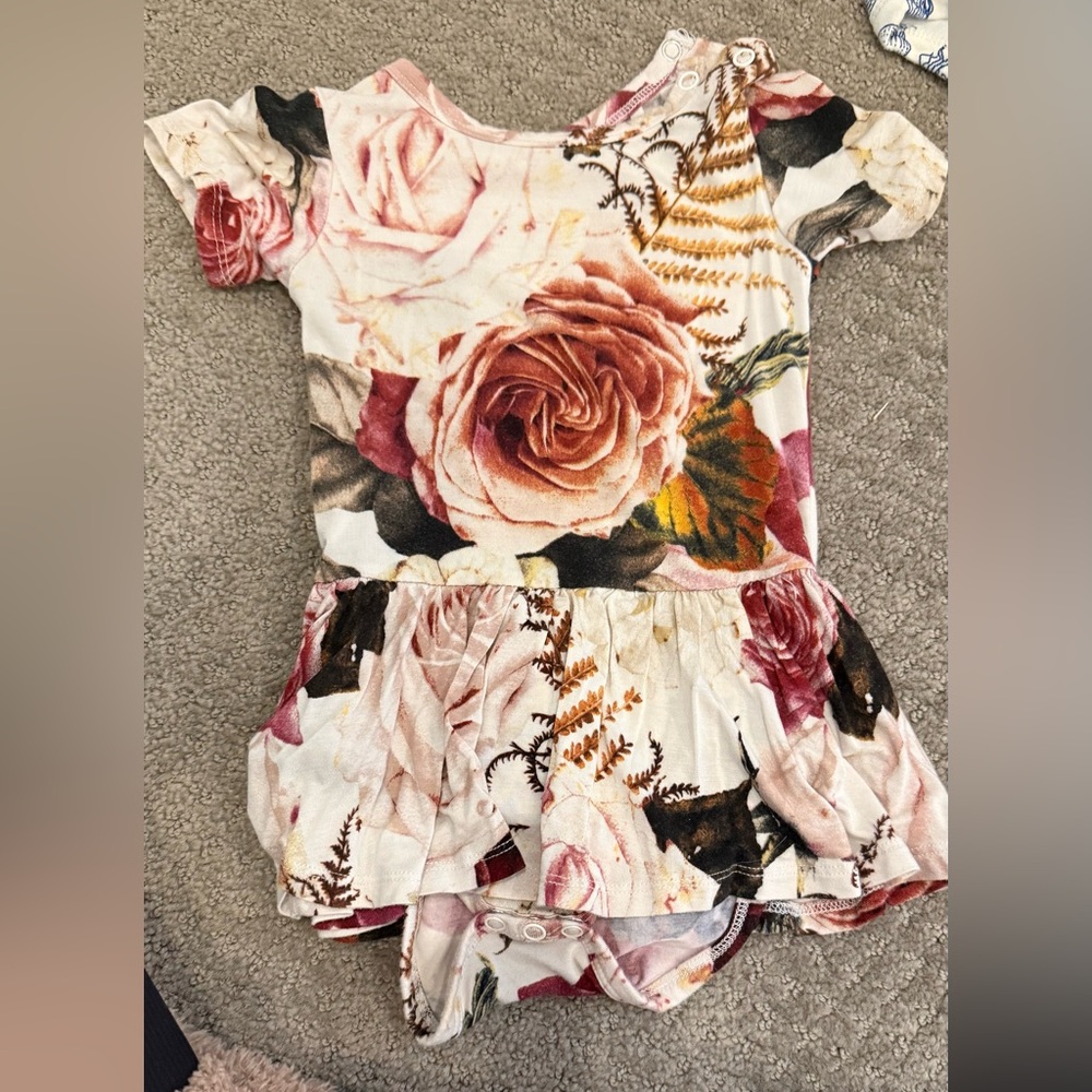 Posh Peanut Floral Romper - Pink and Cream